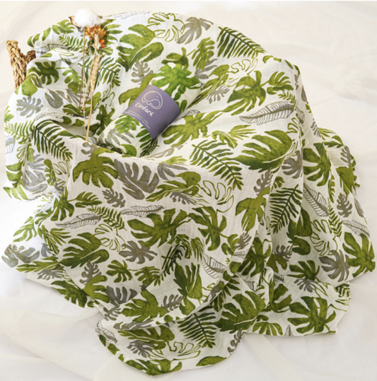 Muselina Swaddle Hojas Verdes
